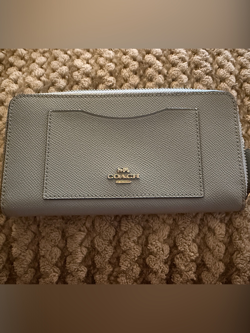Coach Light Blue Zip Wallet with Silver Logo NWOT